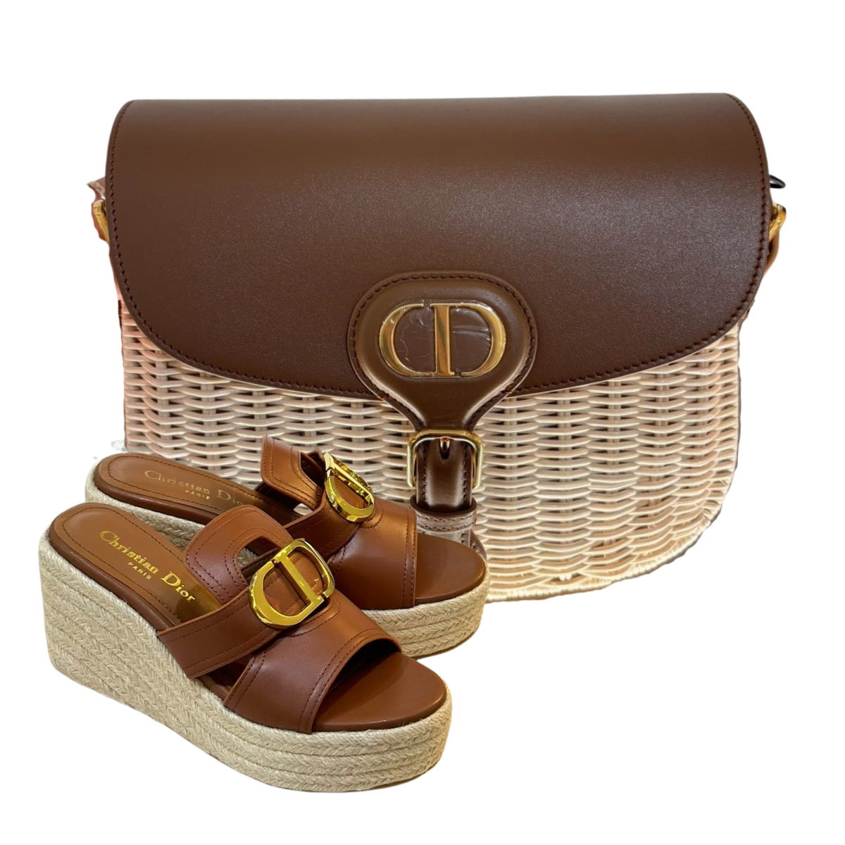 DIOR BOBBY MEDIUM BAG AND 30 MONTAIGNE WEDGE SLIDE SET