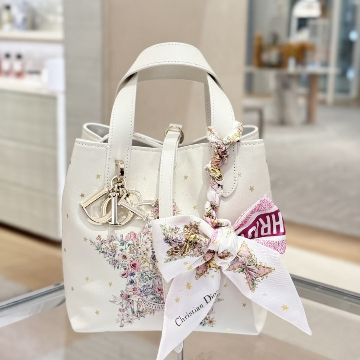 VERTICAL SMALL DIOR LUCKY DIOR TOUJOURS TOTE BAG
