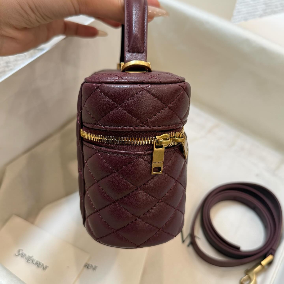 YVES SAINT LAURENT GABY VANITY CASE IN LAMBSKIN LEATHER